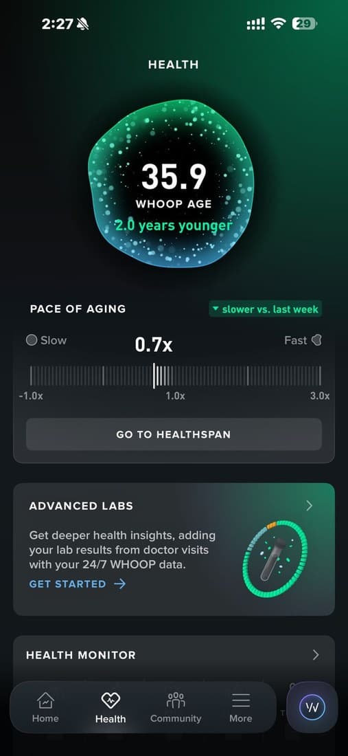 WHOOP biological-age after AOI