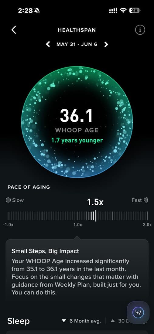 WHOOP biological-age before AOI