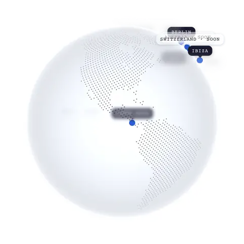 Globe slowly rotating, showing AOI locations worldwide